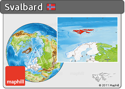 Physical Location Map of Svalbard, highlighted continent
