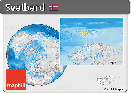 Physical Location Map of Svalbard, lighten, desaturated, land only