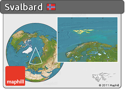 Physical Location Map of Svalbard, satellite outside