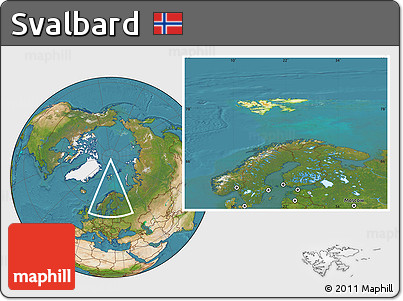 Physical Location Map of Svalbard, satellite outside