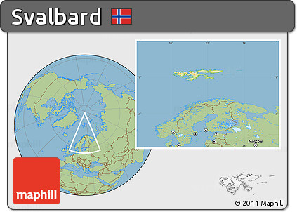 Physical Location Map of Svalbard, savanna style outside