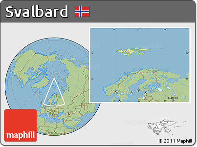 Physical Location Map of Svalbard, savanna style outside