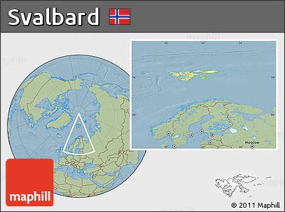 Physical Location Map of Svalbard, savanna style outside, hill shading