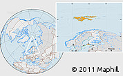 Political Location Map of Svalbard, lighten, desaturated, land only