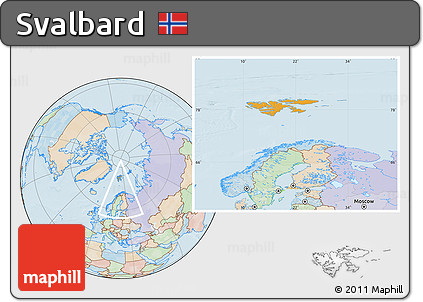 Political Location Map of Svalbard, lighten, land only