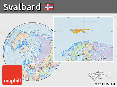 Political Location Map of Svalbard, lighten, land only