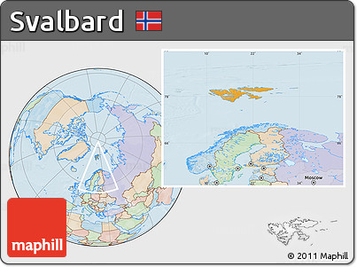 Political Location Map of Svalbard, lighten, land only