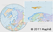 Political Location Map of Svalbard, lighten, land only