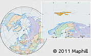 Political Location Map of Svalbard, lighten