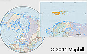 Political Location Map of Svalbard, lighten, semi-desaturated, land only