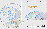 Political Location Map of Svalbard, lighten, semi-desaturated