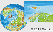 Political Location Map of Svalbard, physical outside