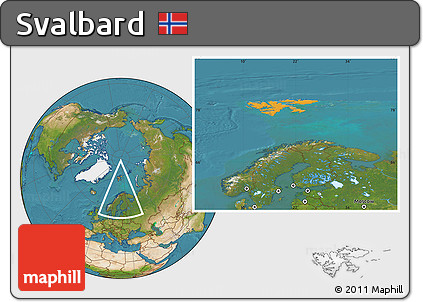 Political Location Map of Svalbard, satellite outside