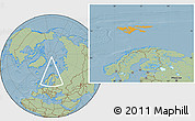 Political Location Map of Svalbard, savanna style outside, hill shading