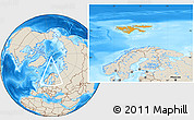 Political Location Map of Svalbard, shaded relief outside