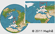 Satellite Location Map of Svalbard, highlighted continent, within the entire continent