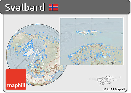 Satellite Location Map of Svalbard, lighten