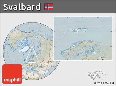 Satellite Location Map of Svalbard, lighten