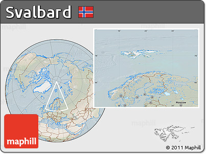 Satellite Location Map of Svalbard, lighten