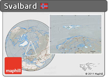 Satellite Location Map of Svalbard, lighten, semi-desaturated