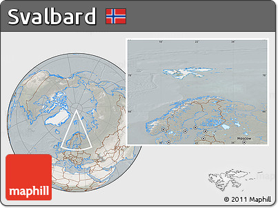 Satellite Location Map of Svalbard, lighten, semi-desaturated