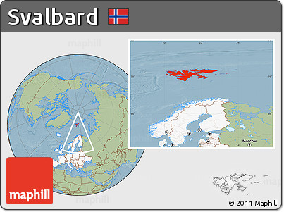 Savanna Style Location Map of Svalbard, highlighted continent, hill shading