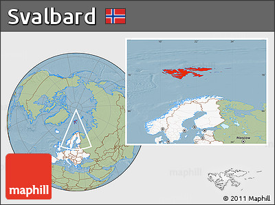 Savanna Style Location Map of Svalbard, highlighted continent, hill shading