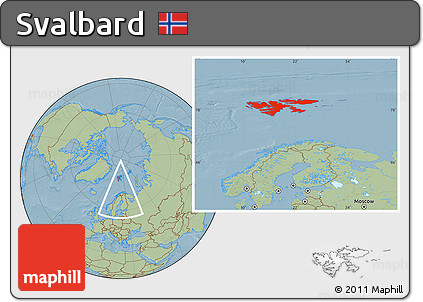 Savanna Style Location Map of Svalbard, hill shading
