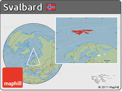 Savanna Style Location Map of Svalbard, hill shading