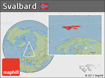 Savanna Style Location Map of Svalbard, hill shading