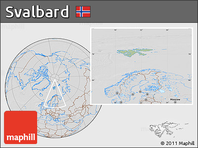 Savanna Style Location Map of Svalbard, lighten, desaturated, hill shading