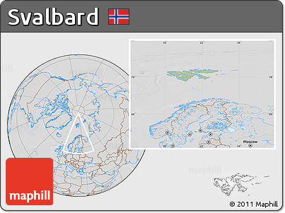 Savanna Style Location Map of Svalbard, lighten, desaturated, hill shading