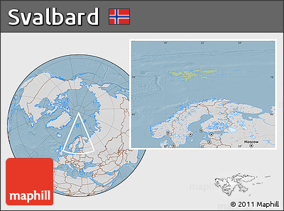 Savanna Style Location Map of Svalbard, lighten, desaturated, land only, hill shading
