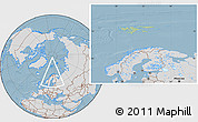 Savanna Style Location Map of Svalbard, lighten, desaturated, land only, hill shading