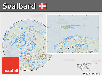 Savanna Style Location Map of Svalbard, lighten, hill shading