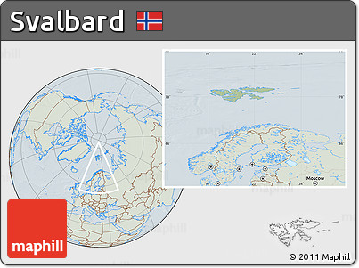 Savanna Style Location Map of Svalbard, lighten, hill shading