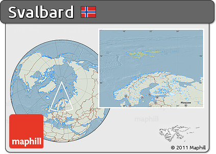 Savanna Style Location Map of Svalbard, lighten, land only, hill shading