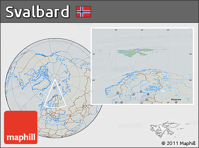 Savanna Style Location Map of Svalbard, lighten, semi-desaturated, hill shading