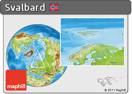 Savanna Style Location Map of Svalbard, physical outside, hill shading