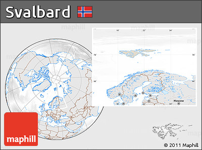 Shaded Relief Location Map of Svalbard, lighten, desaturated