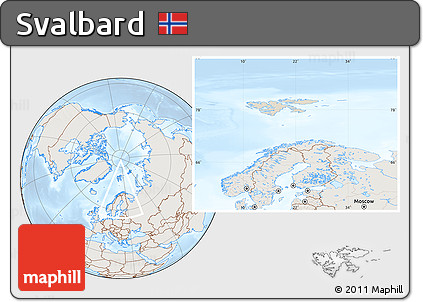 Shaded Relief Location Map of Svalbard, lighten