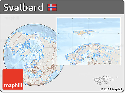 Shaded Relief Location Map of Svalbard, lighten