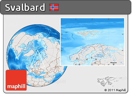 Shaded Relief Location Map of Svalbard, lighten, semi-desaturated, land only