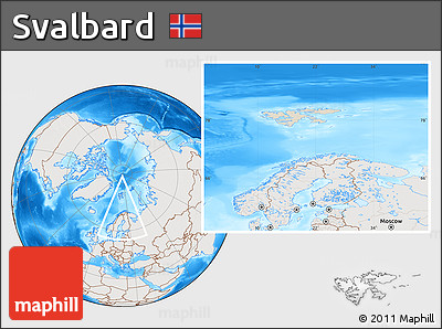Shaded Relief Location Map of Svalbard, lighten, semi-desaturated, land only