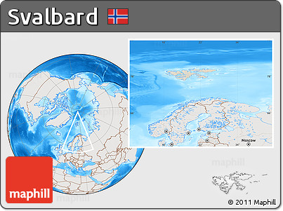 Shaded Relief Location Map of Svalbard, lighten, semi-desaturated, land only
