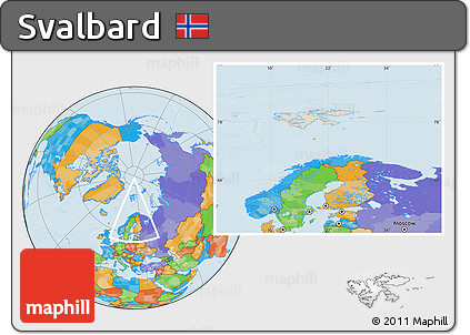 Shaded Relief Location Map of Svalbard, political outside