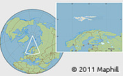 Shaded Relief Location Map of Svalbard, savanna style outside