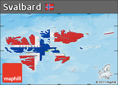 Flag Map of Svalbard, physical outside, bathymetry sea