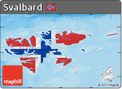 Flag Map of Svalbard, physical outside, bathymetry sea