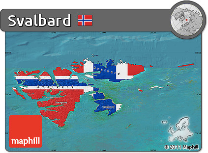 Flag Map of Svalbard, satellite outside, flag rotated